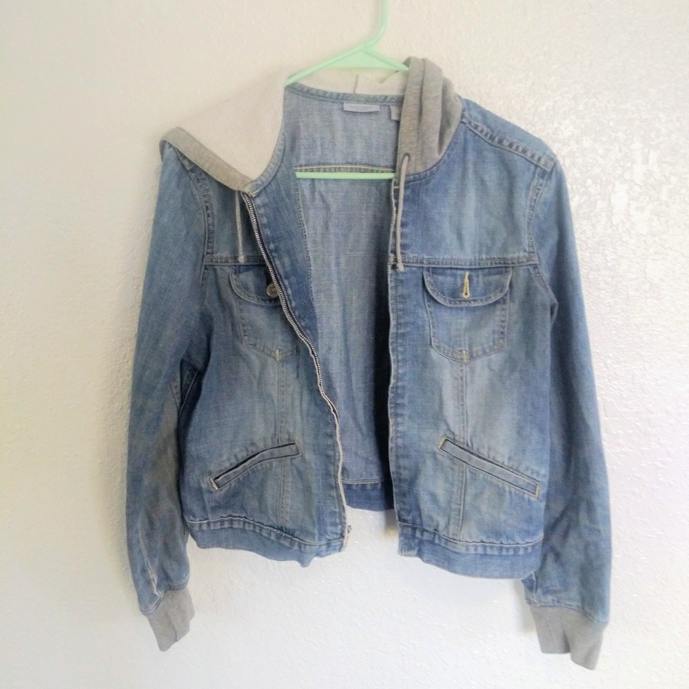 [ HALOGEN large denim hooded jacket ]
